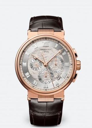 Breguet - 5527BR/12/9WV  Marine Chronograph 5527 Rose Gold / Silver / Alligator