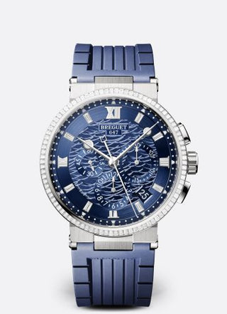 Breguet - 5529BB/YD/5WV/D0  Marine Chronograph 5529 White Gold - Diamond / Blue / Rubber