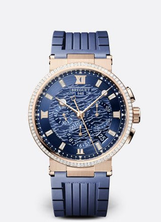 Breguet - 5529BR/YD/5WV/D0  Marine Chronograph 5529 Rose Gold - Diamond / Blue / Rubber