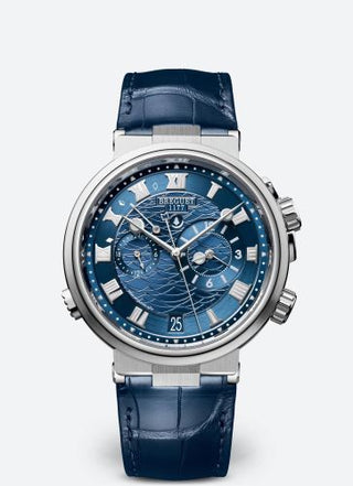 Breguet - 5547BB/Y2/9ZU  Marine Alarme Musicale White Gold / Blue / Alligator