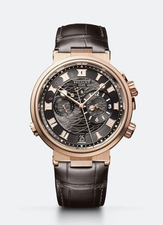 Breguet - 5547BR/G3/9ZU  Marine Alarme Musicale Rose Gold / Grey / Alligator