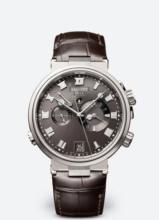 Breguet - 5547TI/G2/9ZU  Marine Alarme Musicale Titanium / Grey / Alligator