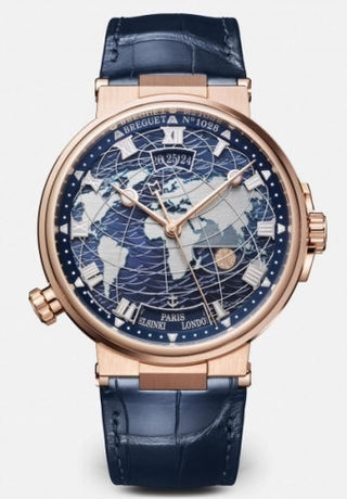 Breguet - 5557BR/YS/9WV  Marine Hora Mundi 5557 Rose Gold / Blue / Alligator