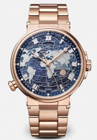 Breguet - 5557BR/YS/RW0  Marine Hora Mundi 5557 Rose Gold / Blue / Bracelet