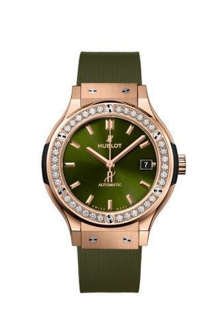 Hublot - 565.OX.8980.RX.1204  Classic Fusion 38 King Gold - Diamond / Green / Rubber