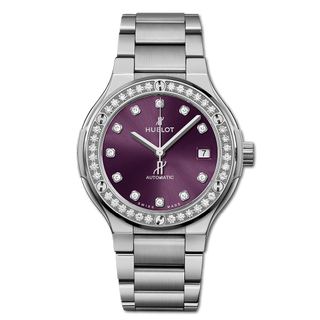 Hublot - 568.NX.897V.NX.1204  Classic Fusion 38 Titanium - Diamond / Purple / Bracelet