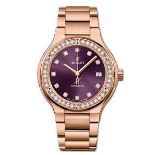 Hublot - 568.OX.898V.OX.1204  Classic Fusion 38 King Gold - Diamond / Purple / Bracelet