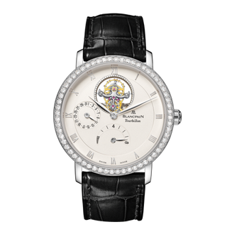 Blancpain - 6025-1942-55B  Villeret Tourbillon 8 Jours White Gold / Opaline / Diamond