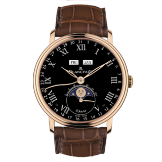 Blancpain - 6639-3637-55B  Villeret Quantieme Complet 8 Jours Red Gold / Black Enamel