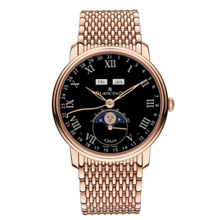 Blancpain - 6639-3637-MMB  Villeret Quantieme Complet 8 Jours Red Gold / Black Enamel / Bracelet