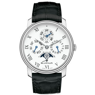 Blancpain - 6659-3431-55B  Villeret Quantieme Perpetuel 8 Jours White Gold / Enamel