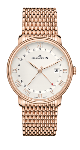 Blancpain - 6662-3642-MMB  Villeret GMT Date Red Gold / Silver / Bracelet