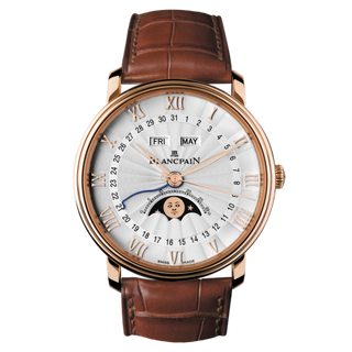 Blancpain - 6664-3642-55B  Villeret Quantième Complet Demi-Savonette Red Gold / Opalin