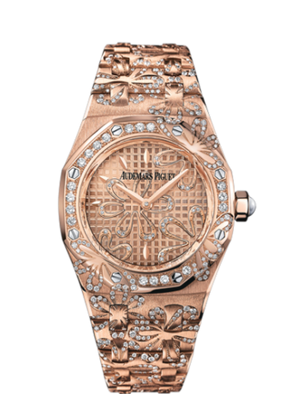 Audemars Piguet - 67617OR.ZZ.1235OR.01  Royal Oak 67617 Pink Gold / Pink / Floral