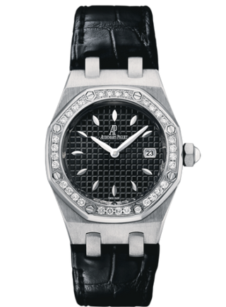 Audemars Piguet - 67621ST.ZZ.D002CR.01  Royal Oak Quartz 67621 Stainless Steel / Diamond / Black / Alligator