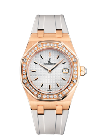 Audemars Piguet - 67621OR.ZZ.D010CA.01  Royal Oak Quartz 67621 Pink Gold / Diamond / Silver / Rubber