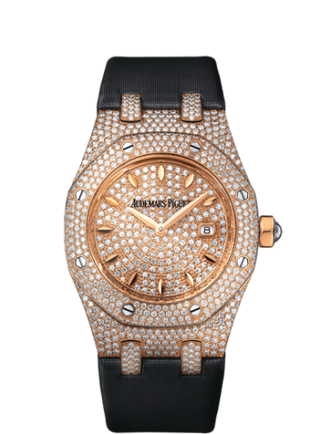 Audemars Piguet - 67625OR.ZZ.D009SU.01  Royal Oak Quartz 67625 Pink Gold / Diamond / Diamond / Strap