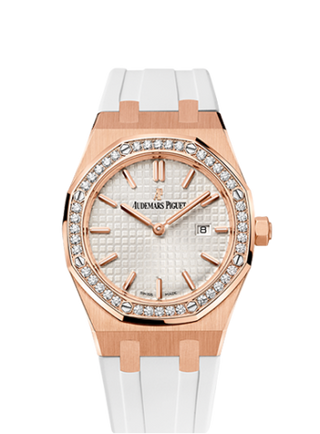 Audemars Piguet - 67651OR.ZZ.D010CA.01  Royal Oak 67651 Quartz Pink Gold / Silver / Rubber