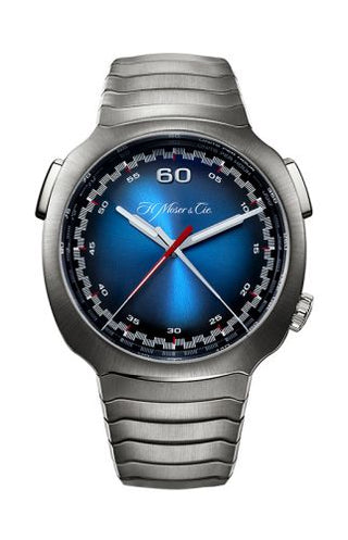 H. Moser & Cie - 6902-1201  Streamliner Flyback Automatic Stainless Steel / Funky Blue