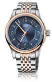 Oris - 01 733 7594 4335-07 8 20 63  Classic Date 42 Stainless Steel - Rose Gold / Blue / Bracelet