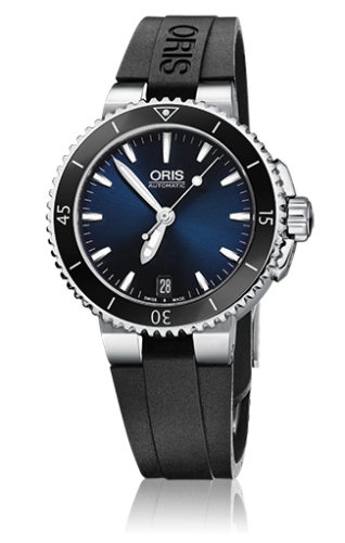 Oris - 01 733 7652 4135-07 4 18 34  Aquis Date 36 Stainless Steel / Blue / Rubber