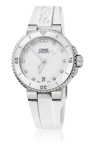 Oris - 01 733 7652 4191-07 4 18 31  Aquis Date 36 Stainless Steel / White - Diamond / Rubber