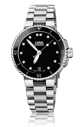 Oris - 01 733 7652 4194-07 8 18 01P  Aquis Date Diamonds 36 Stainless Steel / Black - Diamond / Bracelet