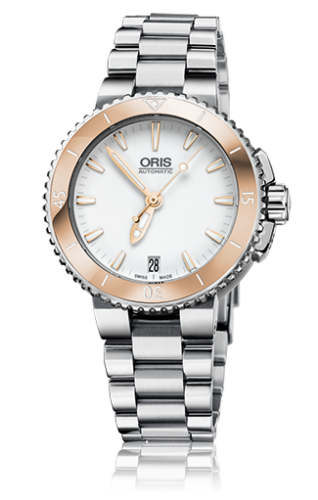 Oris - 01 733 7652 4356-07 8 18 01P  Aquis Date 36 Stainless Steel / White / Bracelet