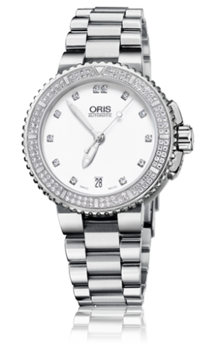 Oris - 01 733 7652 4991-07 8 18 01P  Aquis Date Diamonds 36 Stainless Steel / White - Diamond / Bracelet