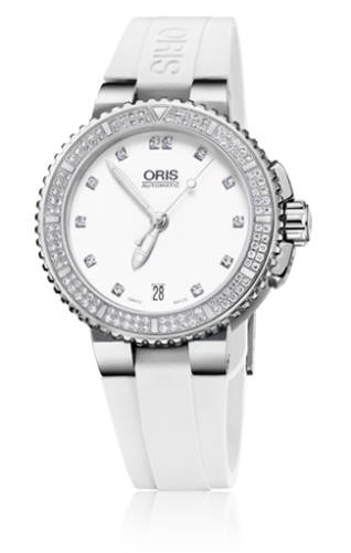 Oris - 01 733 7652 4991-07 4 18 31  Aquis Date Diamonds 36 Stainless Steel / White - Diamond / Rubber