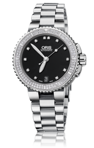 Oris - 733 7652 4994-07 8 18 01P  Aquis Date Diamonds 36 Stainless Steel / Black - Diamond / Bracelet