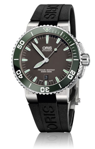 Oris - 01 733 7653 4137-07 4 26 34EB  Aquis Date 43 Stainless Steel / Grey / Rubber