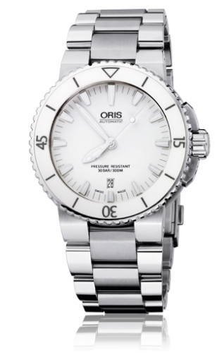 Oris - 01 733 7653 4156-07 8 26 01PEB  Aquis Date 43 Stainless Steel / White / Bracelet