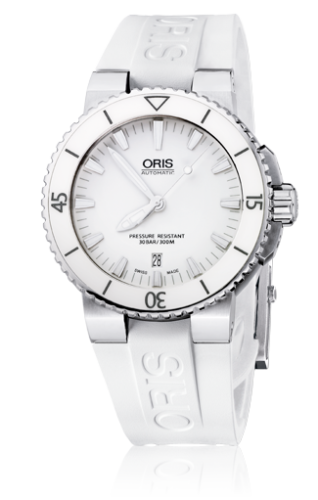 Oris - 01 733 7653 4156-07 4 26 31EB  Aquis Date 43 Stainless Steel / White / Rubber