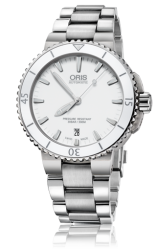 Oris - 01 733 7676 4156-07 8 21 10P  Aquis Date 40 Stainless Steel / White / Bracelet