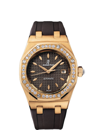 Audemars Piguet - 77321OR.ZZ.D080CA.01  Royal Oak Selfwinding 77321 Pink Gold / Diamond / Brown / Rubber