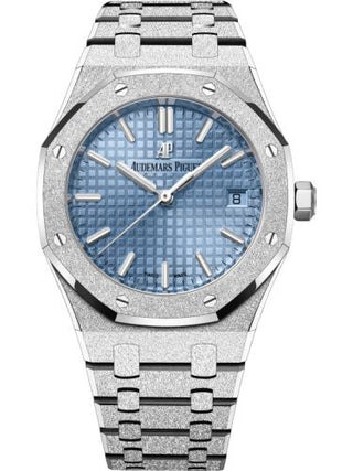 Audemars Piguet - 77353BC.GG.1263BC.01  Royal Oak Selfwinding 34 Frosted White Gold / Blue