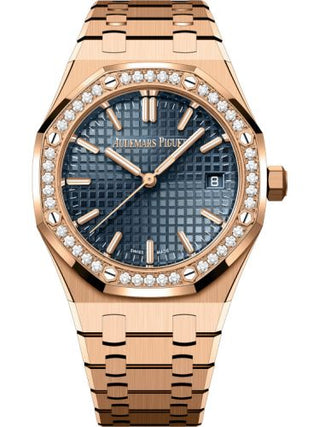 Audemars Piguet - 77451OR.ZZ.1361OR.04  Royal Oak Selfwinding 34 Pink Gold - Diamond / Blue / Bracelet