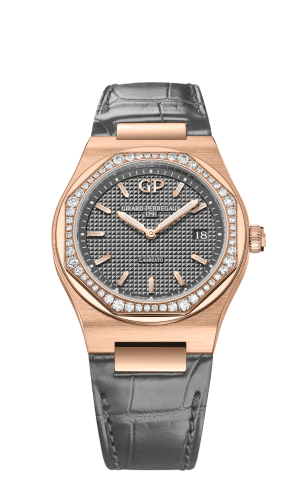 Girard-Perregaux - 80189D52A232-CB6A  Laureato 34 Quartz Pink Gold / Diamond / Grey / Alligator