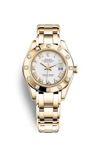 Rolex - 80318-0054  Datejust Pearlmaster 29 Yellow Gold Diamond / White Roman