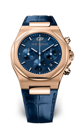 Girard-Perregaux - 81020-52-432-BB4A  Laureato 42 Chronograph Pink Gold / Blue / Alligator