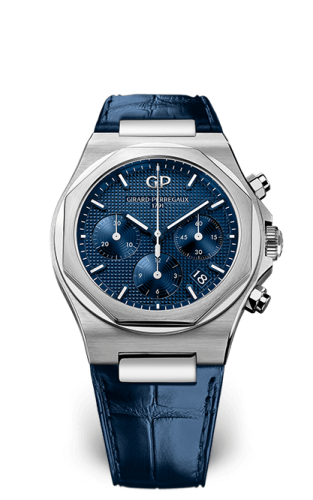 Girard-Perregaux - 81040-11-431-BB4A  Laureato 38 Chronograph Stainless Steel / Blue / Alligator