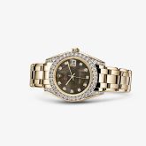 Rolex - 81158-0066  Datejust Pearlmaster 34 Yellow Gold Diamond Shoulders Black Mother of Pearl Diamonds