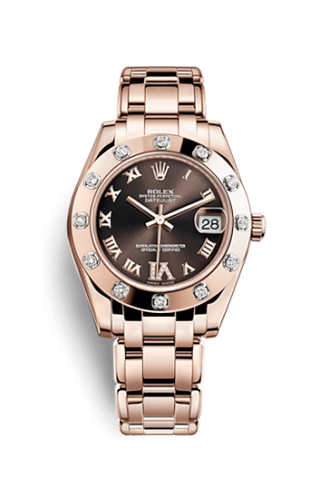 Rolex - 81315-0003  Datejust Pearlmaster 34 Everose 12 Diamond Chocolate Roman