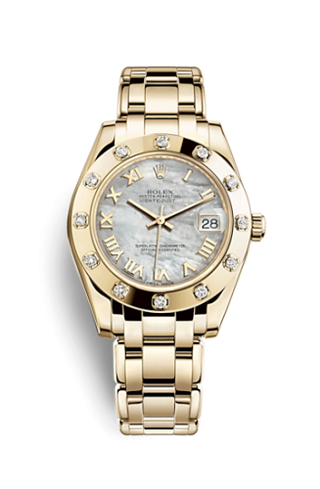 Rolex - 81318-0005  Datejust Pearlmaster 34 Yellow Gold 12 Diamond Mother of Pearl Roman