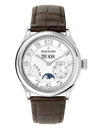 Pequignet - 9007433CG  Paris Royal Moonphase Silver Numerals / Brown Strap