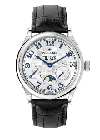 Pequignet - 9007437CN  Paris Royal Moonphase Blue Numerals / Black Strap