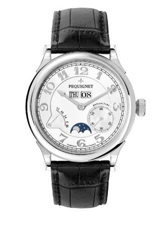 Pequignet - 9007433CN  Paris Royal Moonphase Silver Numerals / Black Strap