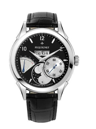 Pequignet - 9010543CN  Rue Royale Moonphase Stainless Steel / Black Panda / Black Alligator