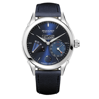 Pequignet - 9010973COB  Rue Royale GMT Stainless Blue / Fabric